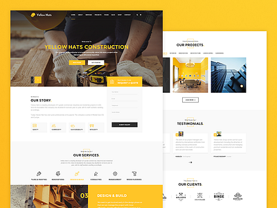 Yellow Hats - Construction Business Template architecture building company construction constructor contractor corporate electrician engineering handyman industry painter plumber remodeling renovation
