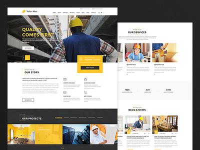 Yellow Hats - Construction, Building & Renovation Theme architecture building company construction constructor contractor corporate electrician engineering handyman industry painter plumber remodeling renovation