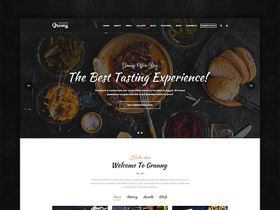 Granny - Elegant Restaurant & Cafe WordPress Theme bakery bistro cafe cafeteria coffee cooking food menu opentable parallax pizza recipes reservation restaurant restaurant wordpress theme