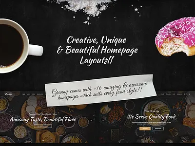 Granny - Elegant Restaurant & Cafe WordPress Theme bakery bistro cafe cafeteria coffee cooking food menu opentable parallax pizza recipes reservation restaurant restaurant wordpress theme