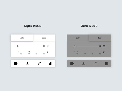 Setting UI adobexd app dailyui dark ui darkmode design ebook ebook design ebook layout ebook ui freelancer iphoneapp iphonex light ui lightmode preferences size chart typography ui uidesign