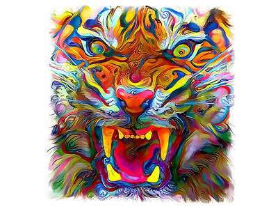 Tiger Art angry animal animal art color head paint tiger