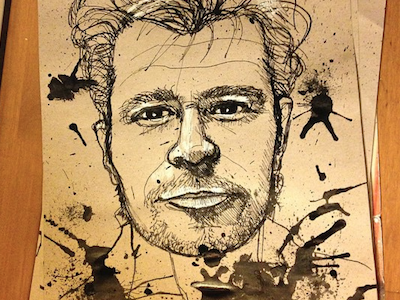 Gary Oldman drawing ink ink spill painting people portrait quill art sketch sketchbook splatter