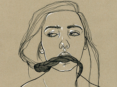 Voices Carry drawing eyes girl hair illustration ink lines lips mouth painting toned paper