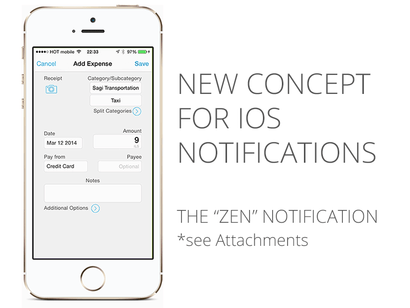 iOS Zen Notification concept - see attachments gif interaction ios iphone mobile notification banner ui ux