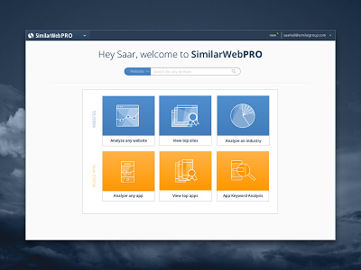 SimilarwebPRO start screen dashboard icons ui