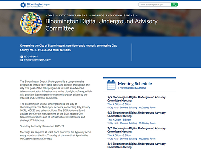 Bloomington Digital Undergound Advisory Committee government schedule