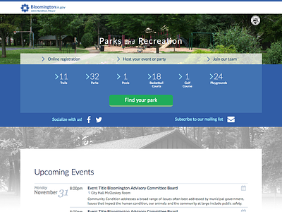 City of Bloomington, Indiana Parks and Recreation Portal