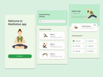 Pratice yoga green illustration mobile design mobile ui ui ux yoga yoga app yoga pose yoga studio