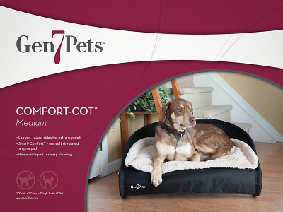 Gen7Pets Comfort-Cot Packaging didot dog gen7pets package design packaging pet logo
