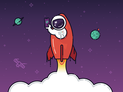 Spaceman Illustration - Welcome Screen app astronaut branding illustration iphone mobile onboarding rocket spaceship ui ux