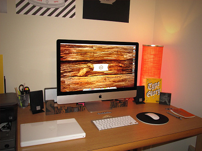 My Home Setup hamilton wood type notebook home setup imac letterpress letterpress blocks office workspace