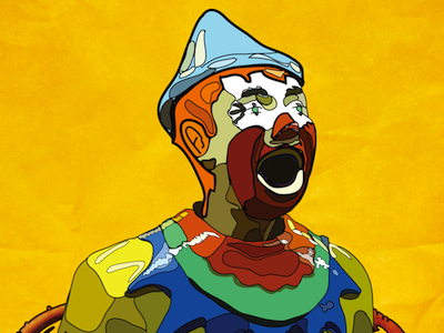 The Clown Face clown illustrator outlined drawing