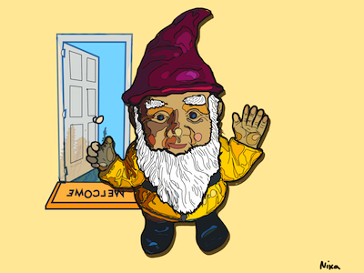 The Gnome gnome illustrator outlined drawing