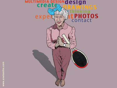 Yoga Granny drawings illustration photoshop postcards