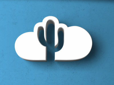 Blue Cactus 3d backup software backups blue cactus cloud logo shadow
