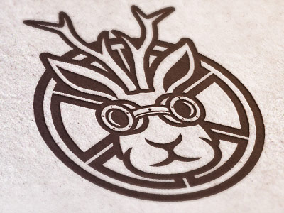 Jackalope flywheel goggles jackalope letterpress logo steampunk