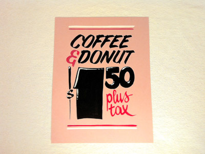 Coffee + Donut ads brush lettering coffee donuts doughnuts hand painted lettering showcards sign painting