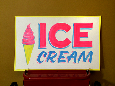 Ice Cream hand painted signs ice cream lettering practice showcards sign painting