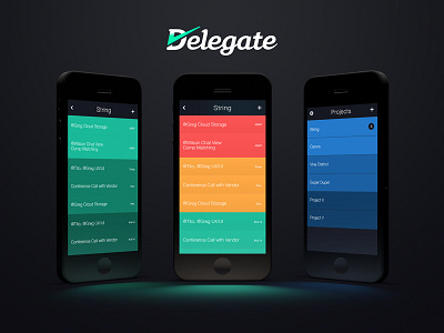 Delegate - Final Designs app application manager mobile productivity tool project management task task list team to do ui ux