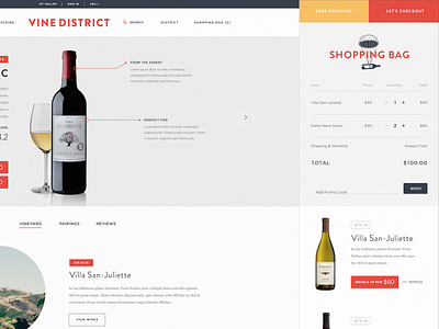 Vine District Cart ecommerce shopping web design wine flat vine district checkout cart slide out