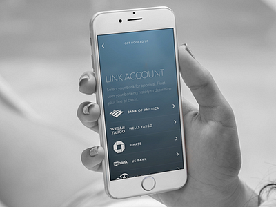 Link Account app credit financial fintech ios list mobile table ux