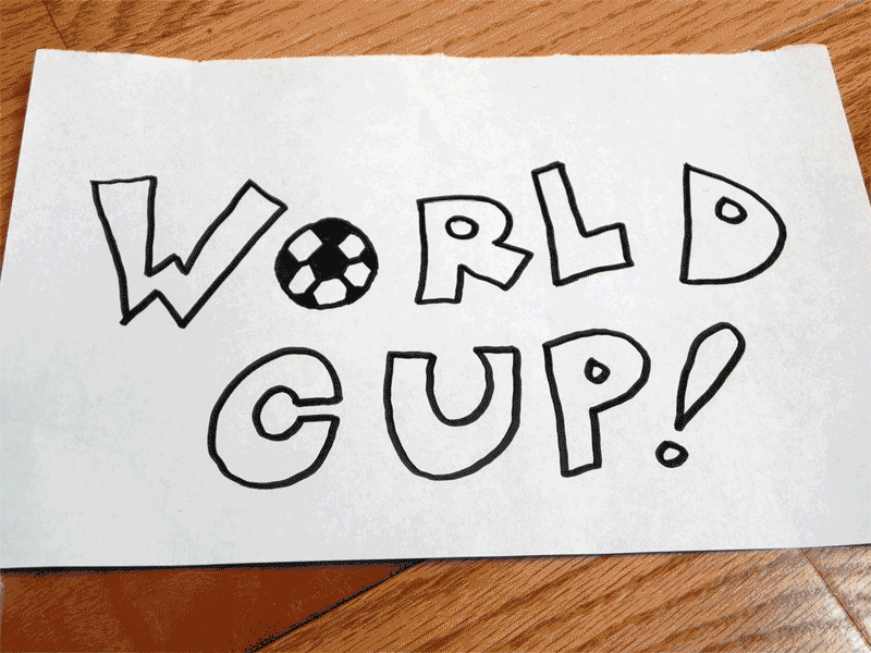 Fun doodle animate cup gif handdrawn lettering soccer world worldcup