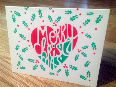 Christmascard 2014 2014christmas christmas handlettering merrychristmas pattern silkscreened