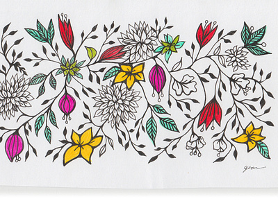 Florals art drawing floral art flowers handdrawn illustration pattern art popart sketch