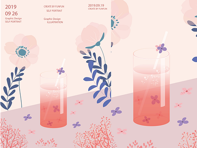 Summer and Flower Second design flat illustration illustration poster