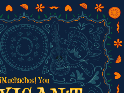 Mexican Year End poster blue illustration mexican orange