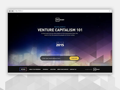 Landing Page 500 startups gradient landing page polygons round button skyline