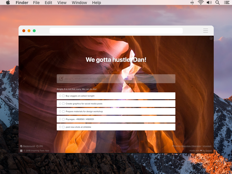 Inspiring Todo App - Chrome Extension inspiring productivity ui app todo