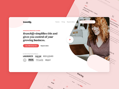 Branchify - Landing page branches landing page minimalist ui website