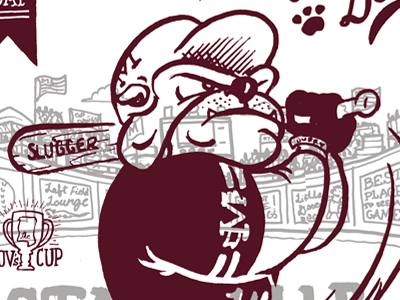 Sluggin' CDAF 13 baseball bulldogs college football hand drawn hometown mississippi state player pride sec sports stadium