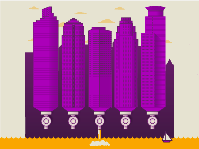Beer City, MN bar beer building city draft gold illustration purple skyline tap vector