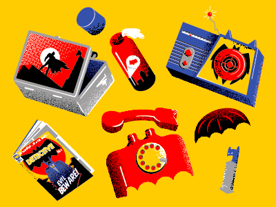 Holy Collectibles! batman childhood classic collectible comic lunchbox phone radio superhero thermus vector