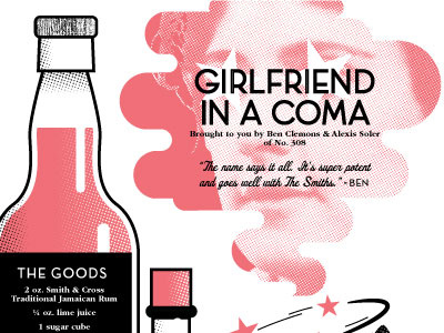 Cocktail of The Month alcohol cocktail girlfriend halftone illustration magazine nashville native recipe rum the smiths vector
