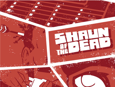 Shaun of The Dead action fan fight illustration movie poster red shaun of the dead vector zombie