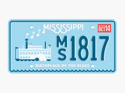 State Plates Project: Mississippi blues license plate mississippi music plate river south state steamboat