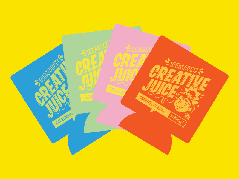 Creative Mornings Swag boy creative creative mornings fuel juice koozie label nashville swag