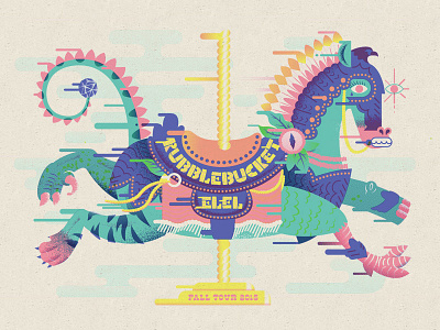 Rubblebucket & ELEL Tour Poster animal carnival carousel elel fall tour gig poster horse monster poster rubblebucket