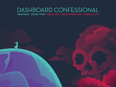 Dashboard Confessional Night 3 clouds concert dashboard confessional emo gig poster landscape music nashville ocean screen print skull waves