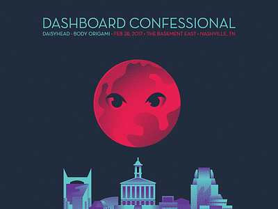 Dashboard Confessional Night 5 city dashboard confessional emo gig poster moon music nashville planet seduction skyline