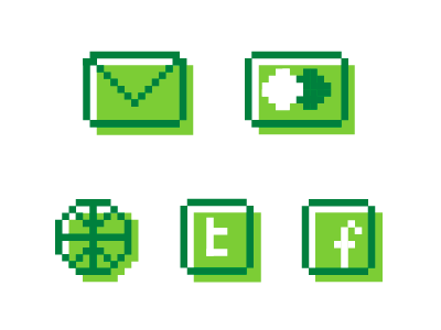 Pixel Icons dribbble e mail external facebook flickr icon link pixel twitter vector web
