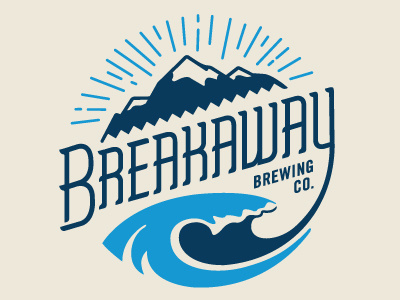 Breakaway Process adventure beer blue breakaway brewery draft identity illustration landscape lettering logo mountain process typography vector wave