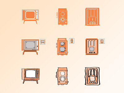 Vintage Icon audio handmade icon icon design photo pictogran pixel pixel art vector video vintage