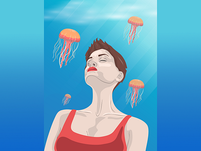 Jellygirl blue girl inspiration jellyfish sea swim