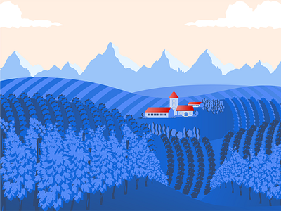 Vineyard blue countryside design fields illustration leaves vectorart vineyard wine