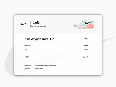 Nike Email Receipt | ui 12 by David Hency on Dribbble